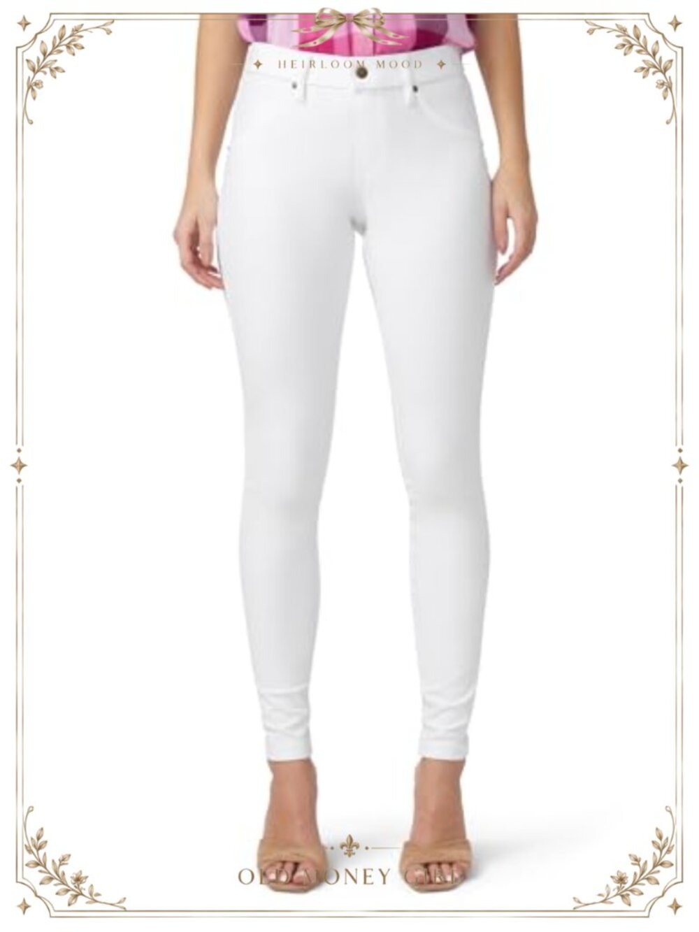 High Rise Pull On Denim Leggings Skinny Tapered Casual Comfort